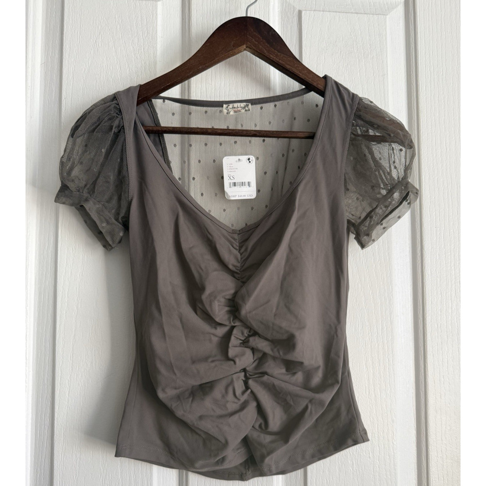 Free People Intimately Size Small Night We Met Tee Ribbed Stretch Shirt Purple